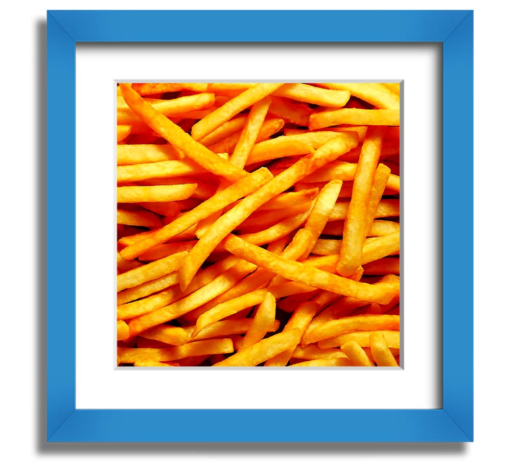 Any One For Chips Square Framed Print in a stylish frame, showcasing a fun food-themed design.