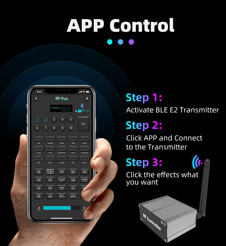 A set of colorful APP Control LED Lightsticks displayed at a festive event, showcasing their vibrant colors and dynamic lighting effects.