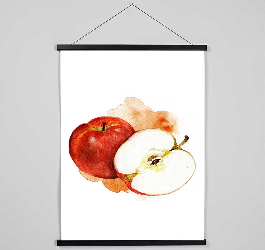 Apple Half wooden poster hangers showcasing prints with magnetic fastening in black, white, and natural oak finishes.