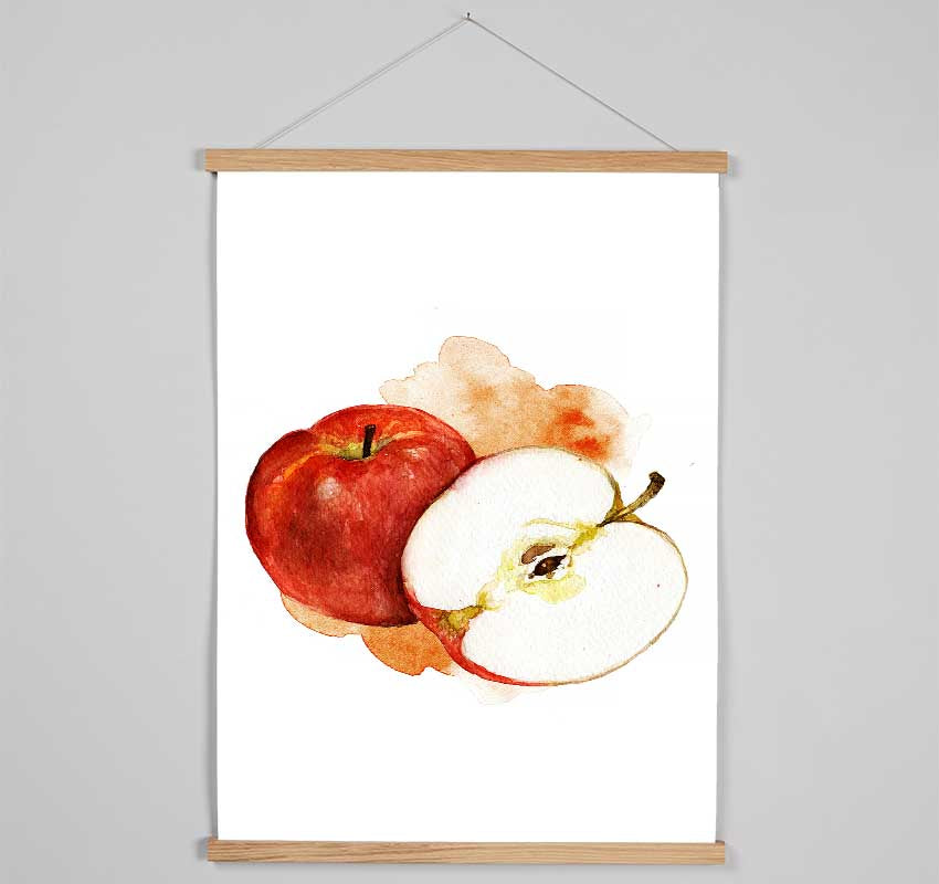 Apple Half wooden poster hangers showcasing prints with magnetic fastening in black, white, and natural oak finishes.