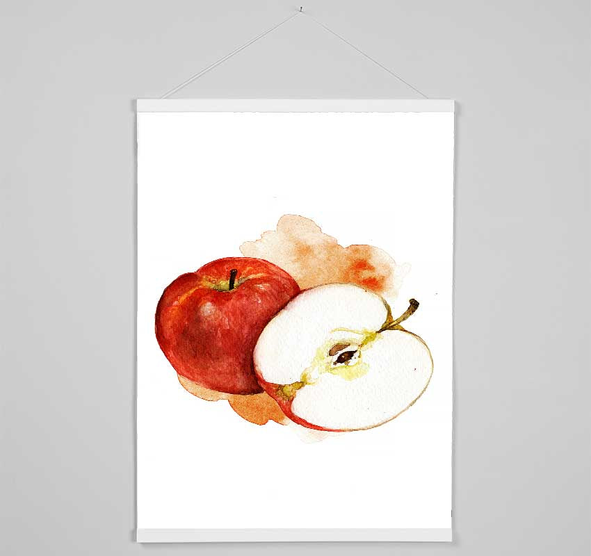 Apple Half wooden poster hangers showcasing prints with magnetic fastening in black, white, and natural oak finishes.