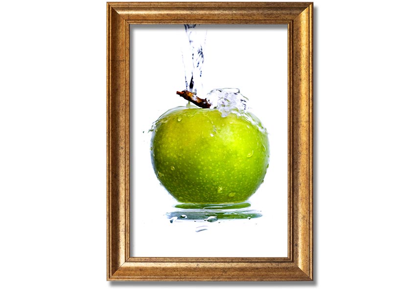 A beautifully framed print of a serene waterfall surrounded by lush greenery, showcasing vibrant colors and intricate details.