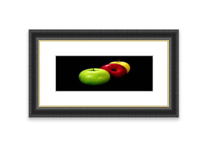 A beautifully framed print of apples from Cornwall, showcasing vibrant colors and intricate details, ready to hang on your wall.