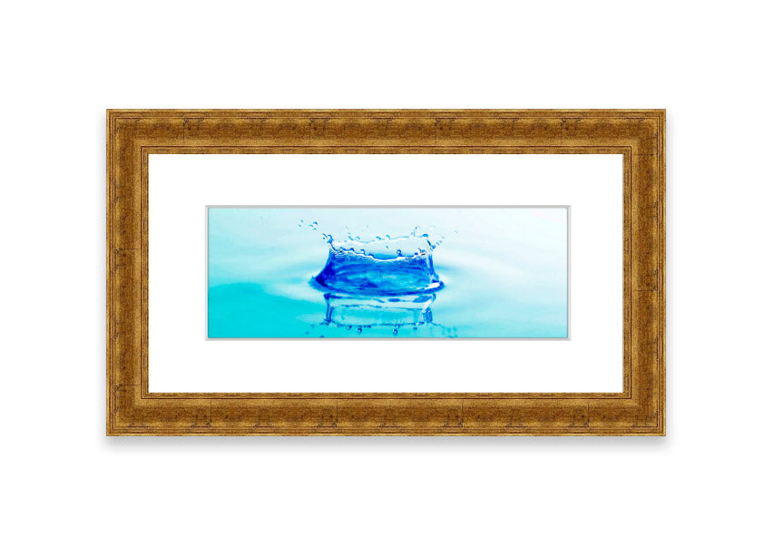 Aqua Splash framed print showcasing vibrant ocean waves, available in various frame colors.