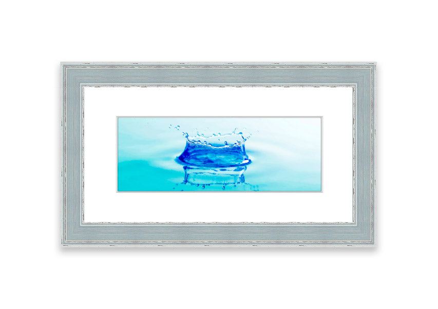 Aqua Splash framed print showcasing vibrant ocean waves, available in various frame colors.