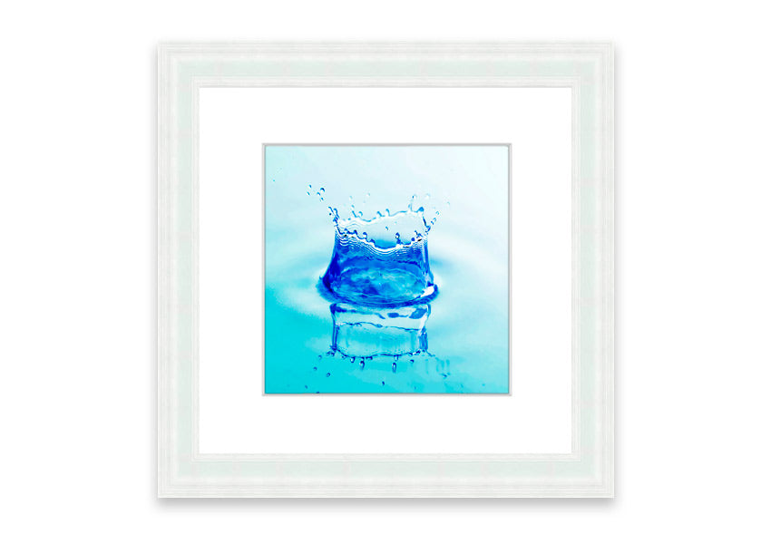 Aqua Splash framed print showcasing vibrant ocean waves, available in various frame colors.