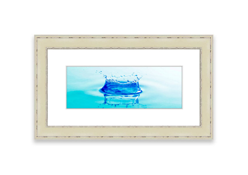 Aqua Splash framed print showcasing vibrant ocean waves, available in various frame colors.