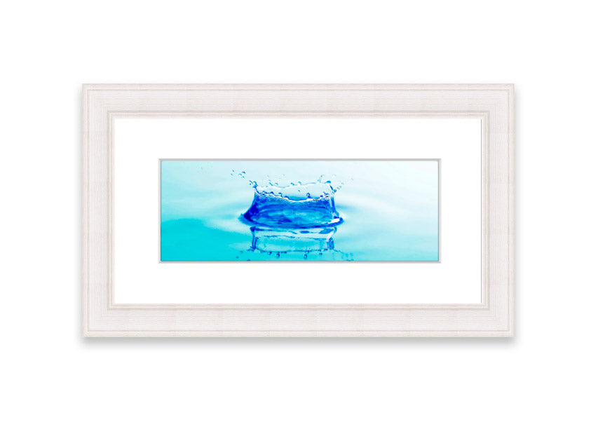 Aqua Splash framed print showcasing vibrant ocean waves, available in various frame colors.