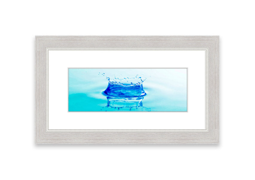 Aqua Splash framed print showcasing vibrant ocean waves, available in various frame colors.