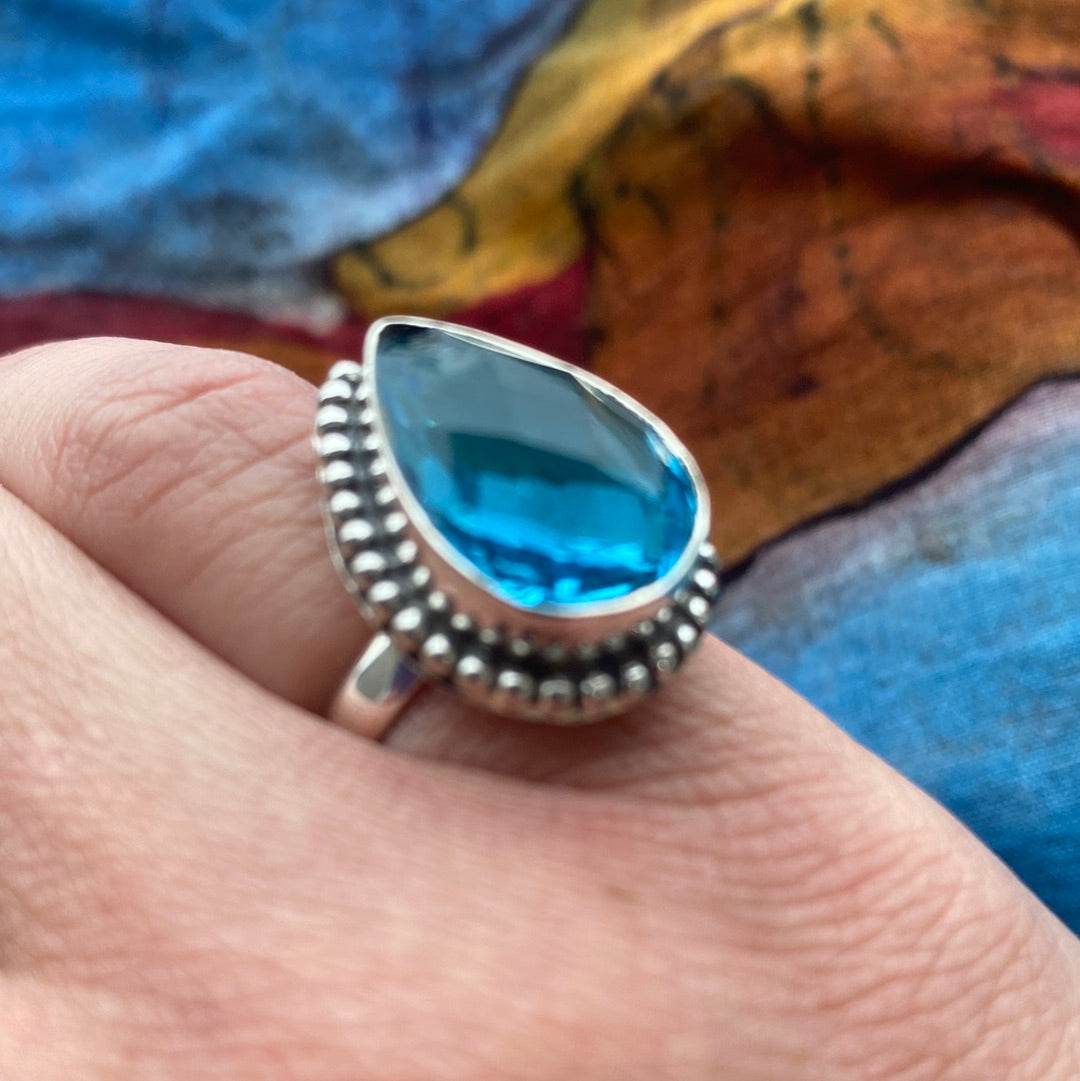 Aquamarine Sterling Silver Ring size 7.25 featuring a pale blue aquamarine stone set in an elegant sterling silver band.