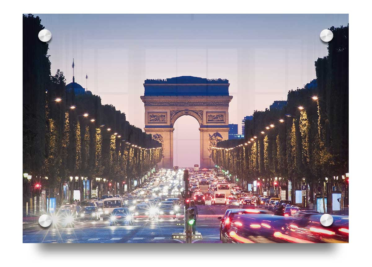 Arc De Triomphe 10 acrylic print showcasing vibrant colors on 5mm thick acrylic glass, ready to hang.
