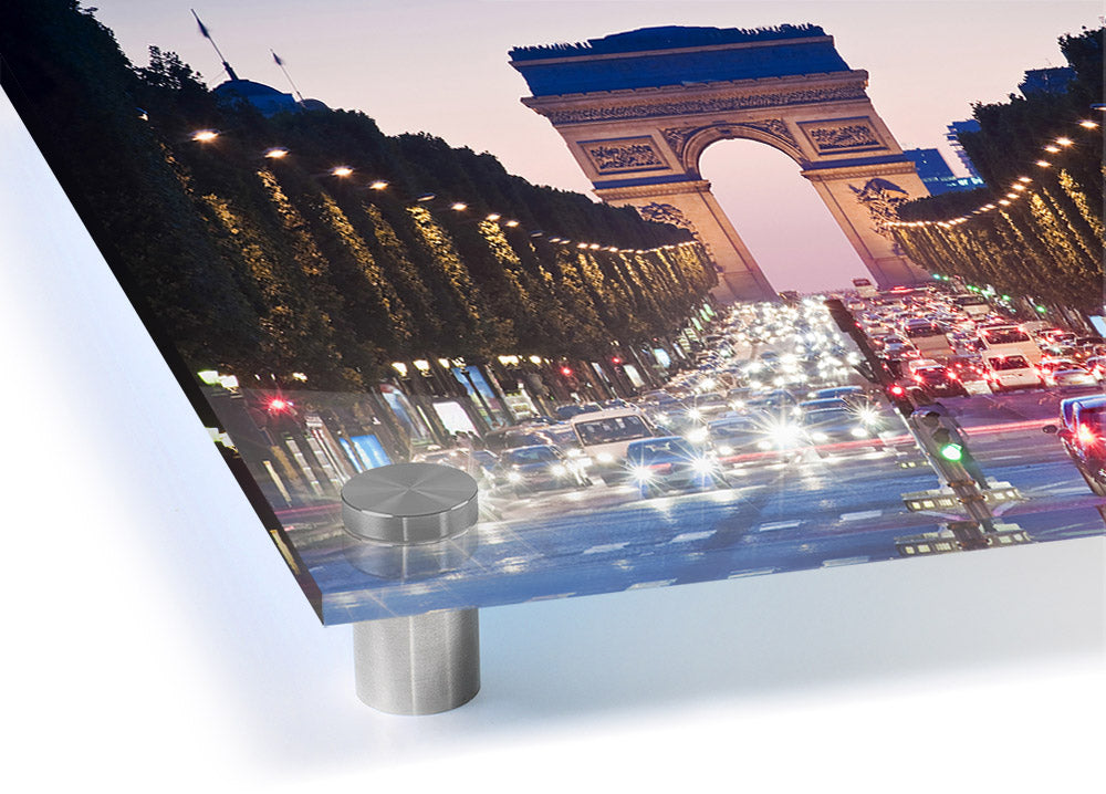 Arc De Triomphe 10 acrylic print showcasing vibrant colors on 5mm thick acrylic glass, ready to hang.