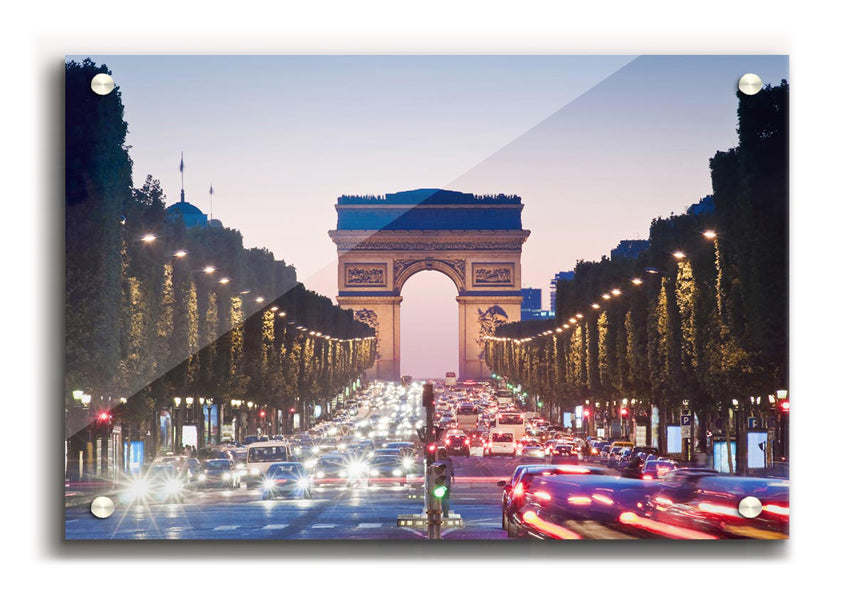 Arc De Triomphe 10 acrylic print showcasing vibrant colors on 5mm thick acrylic glass, ready to hang.