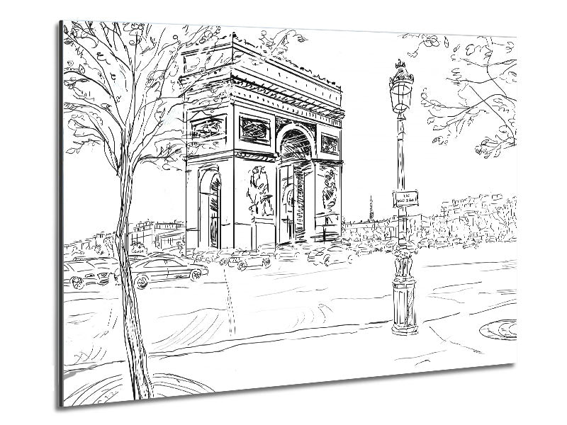 Arc De Triomphe 2 artwork printed on brushed aluminium dibond, showcasing a modern design with vibrant colors.