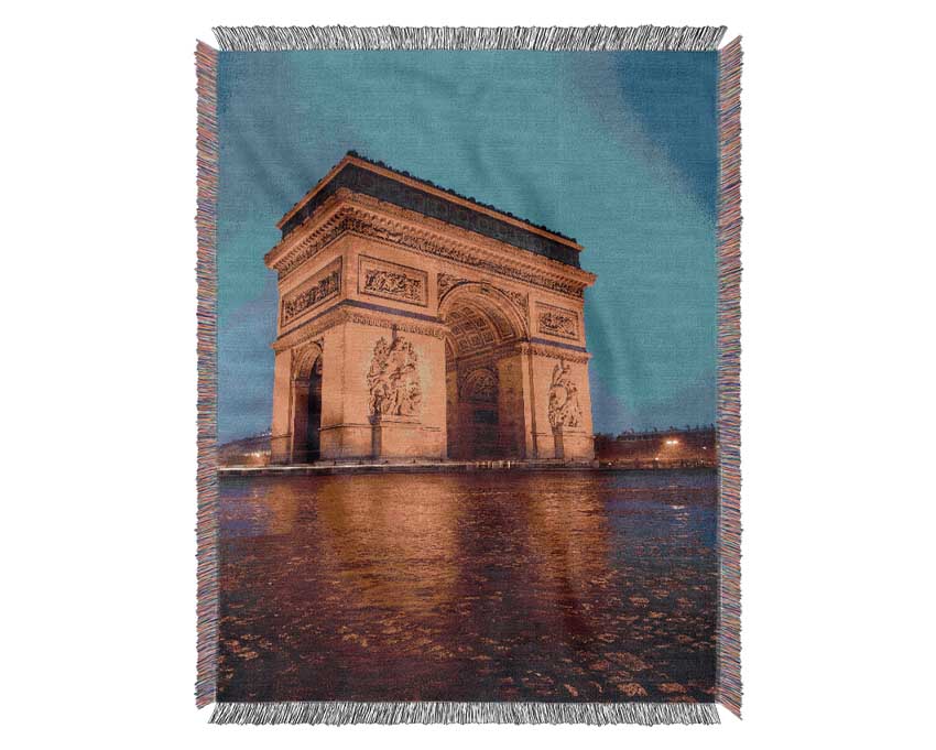 Luxurious Arc De Triomphe 3 cotton throw blanket in a cozy setting, showcasing its thermal weave and elegant design.