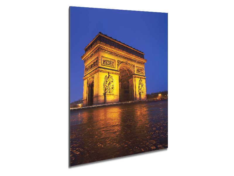 Arc De Triomphe 3 artwork printed on brushed aluminium dibond, showcasing modern design and vibrant colors.