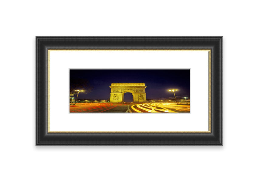 Framed print of the Arc De Triomphe 4, showcasing intricate details and vibrant colors, available in various frame options.