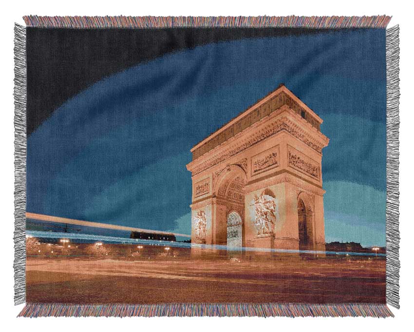 Arc De Triomphe 5 throw blanket made from 100% cotton, featuring a luxurious thermal weave design, perfect for bed or couch.