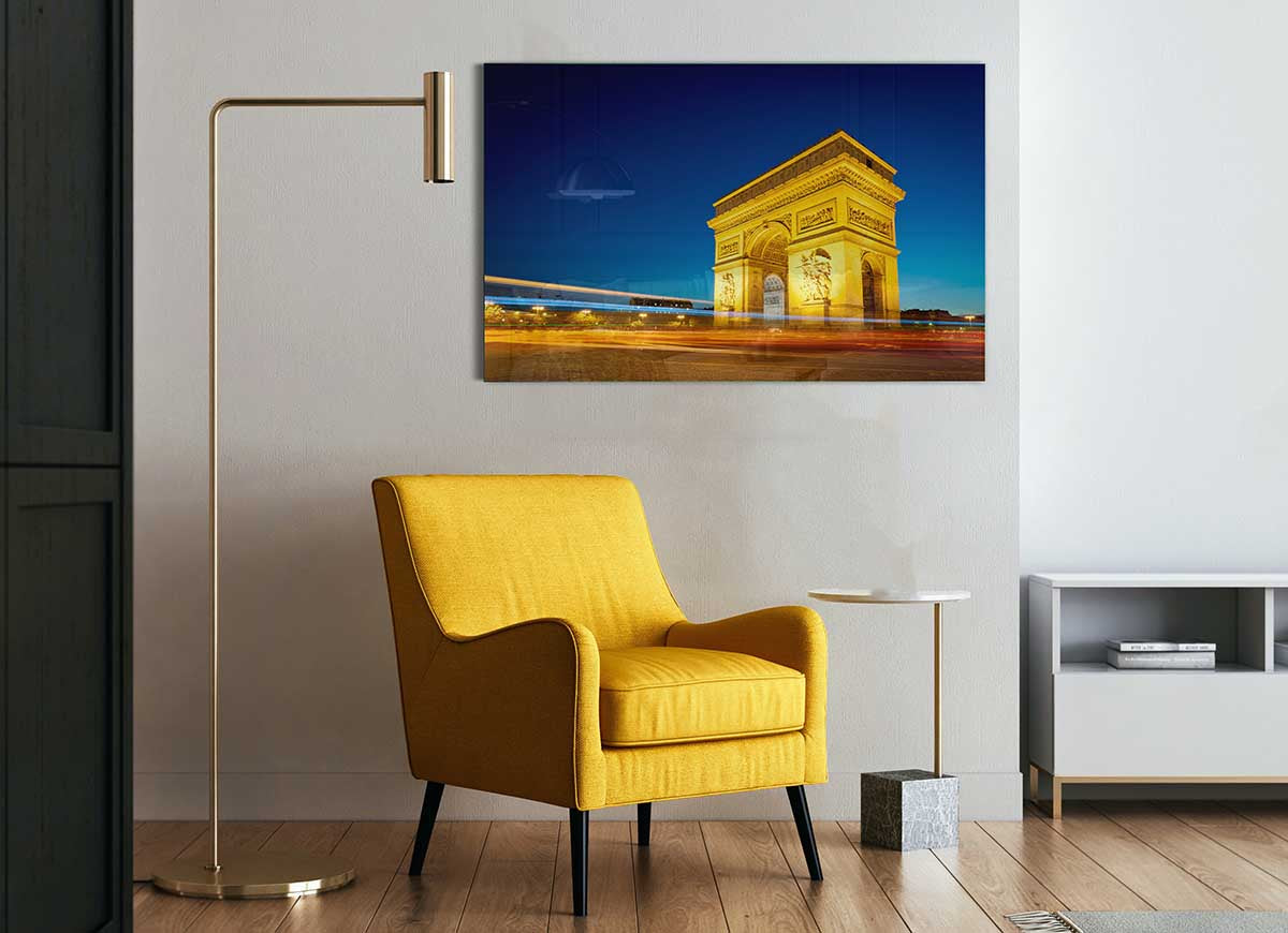 Arc De Triomphe 5 glass print showcasing modern art design with vibrant colors.