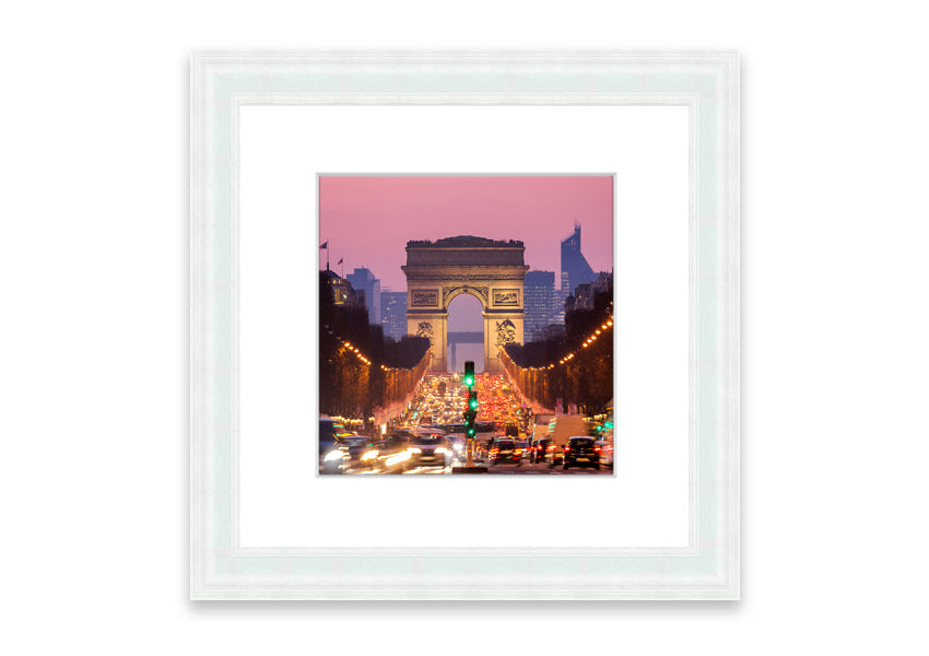 Framed print of the Arc De Triomphe 6, showcasing intricate details and vibrant colors, available in various frame colors.