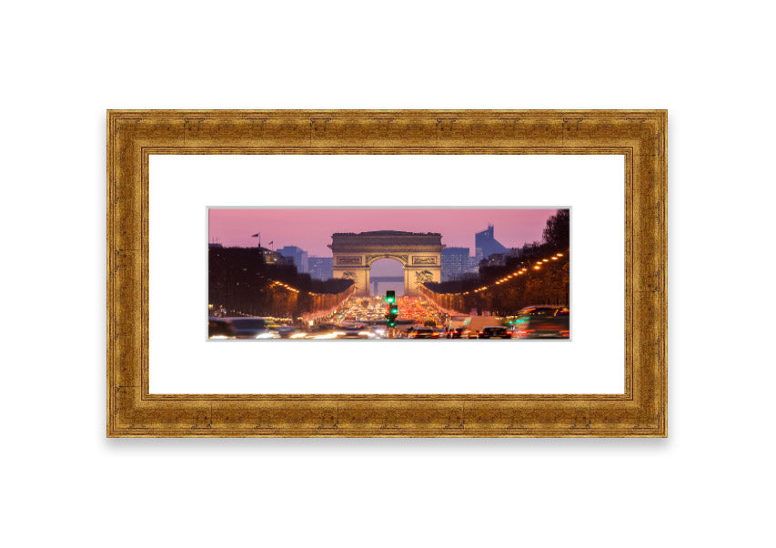 Framed print of the Arc De Triomphe 6, showcasing intricate details and vibrant colors, available in various frame colors.