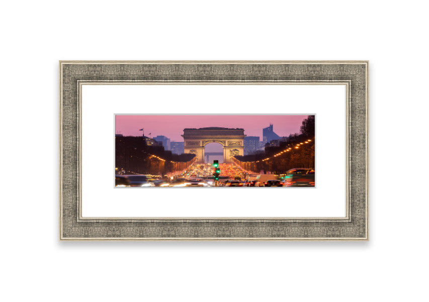 Framed print of the Arc De Triomphe 6, showcasing intricate details and vibrant colors, available in various frame colors.