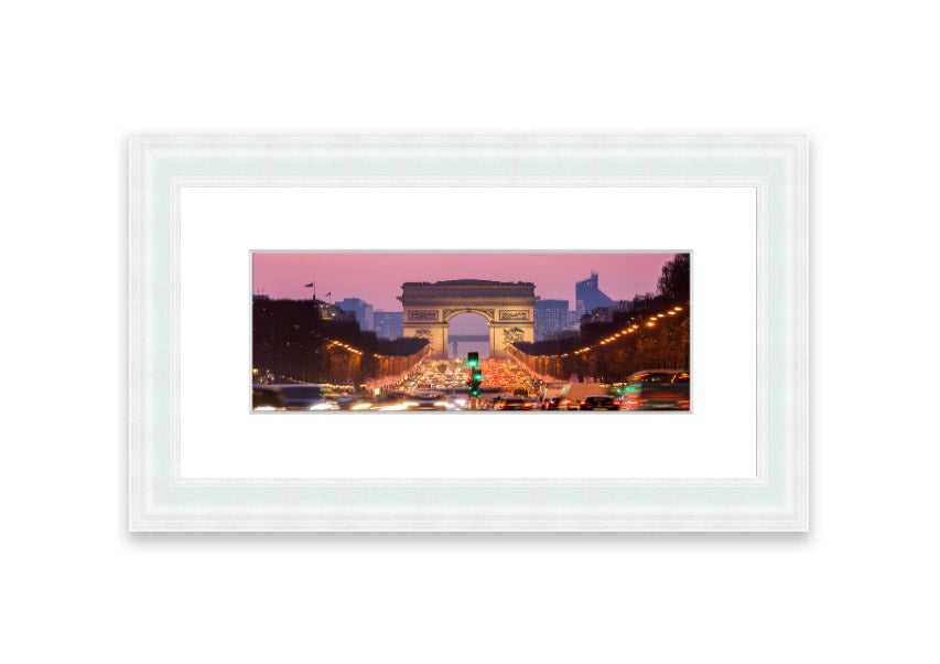 Framed print of the Arc De Triomphe 6, showcasing intricate details and vibrant colors, available in various frame colors.
