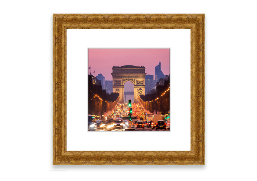 Framed print of the Arc De Triomphe 6, showcasing intricate details and vibrant colors, available in various frame colors.