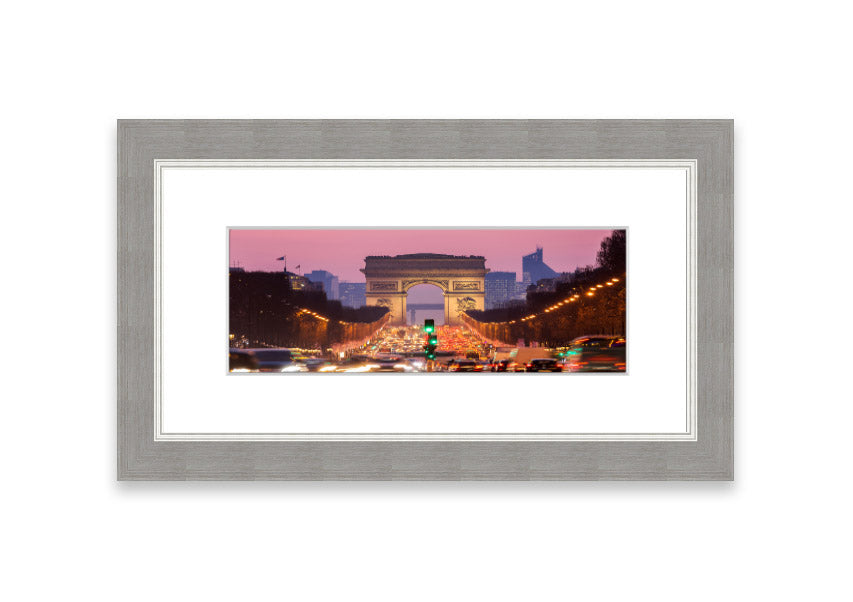 Framed print of the Arc De Triomphe 6, showcasing intricate details and vibrant colors, available in various frame colors.