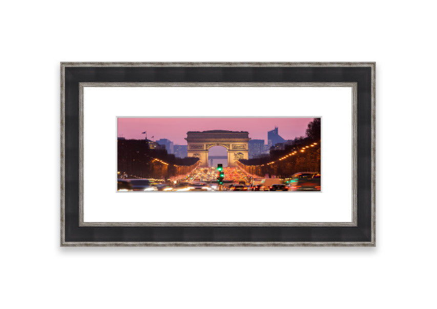 Framed print of the Arc De Triomphe 6, showcasing intricate details and vibrant colors, available in various frame colors.