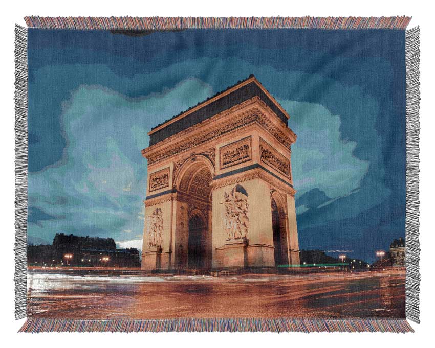Arc De Triomphe 7 throw blanket made from 100% cotton, featuring a luxurious thermal weave design, perfect for enhancing home decor.