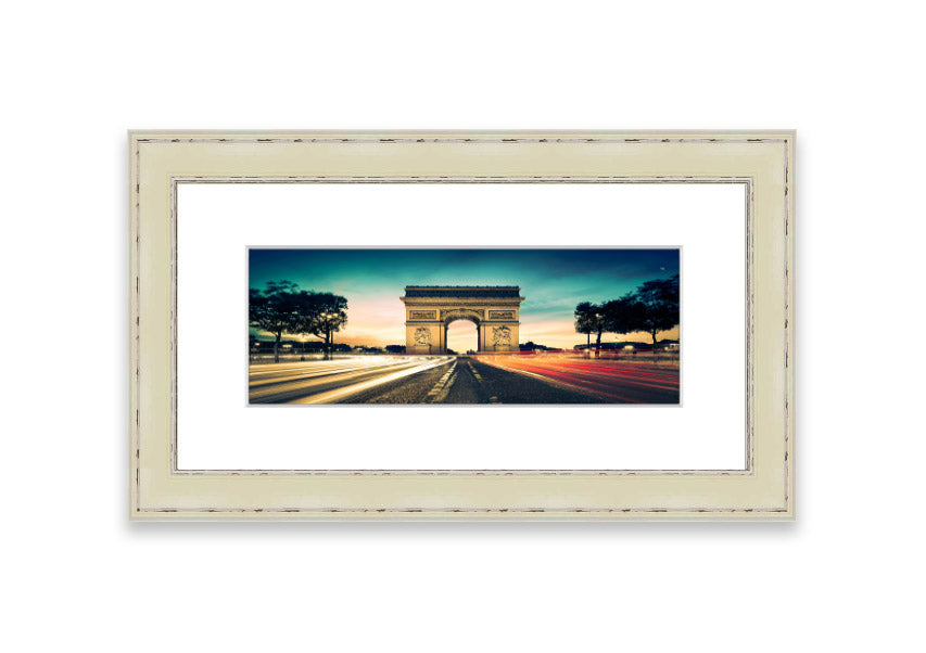 Framed print of the Arc De Triomphe 9, showcasing intricate details and available in various frame colors.