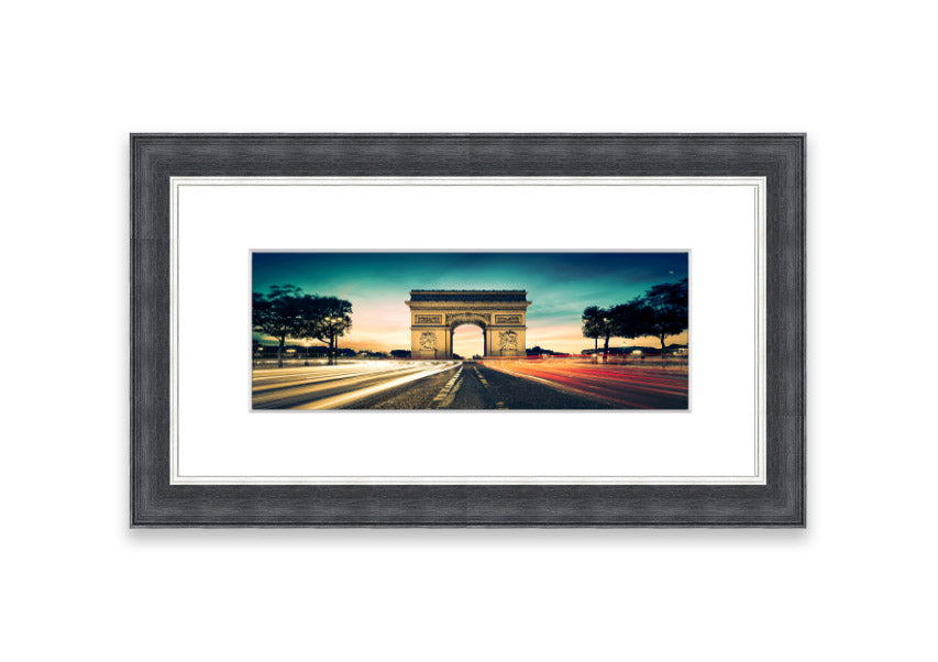 Framed print of the Arc De Triomphe 9, showcasing intricate details and available in various frame colors.