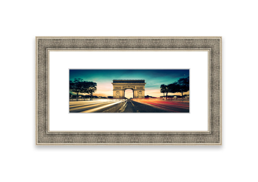 Framed print of the Arc De Triomphe 9, showcasing intricate details and available in various frame colors.