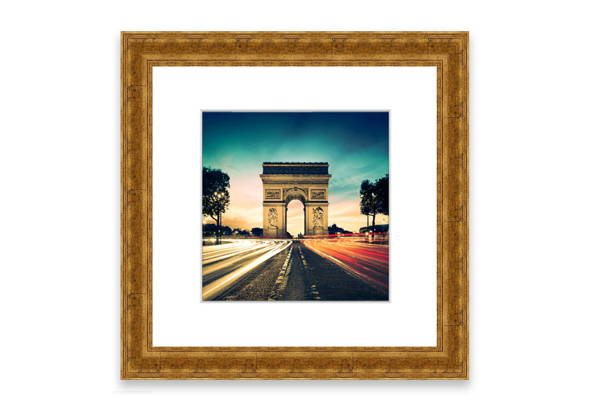 Framed print of the Arc De Triomphe 9, showcasing intricate details and available in various frame colors.