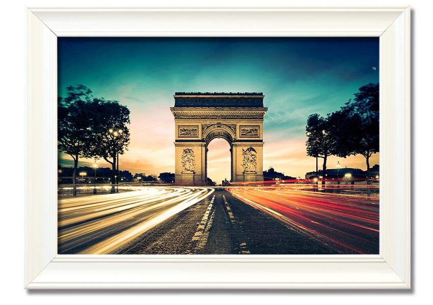 Arc De Triomphe 9 framed print showcasing the iconic Paris landmark in a stylish frame, ready to hang.