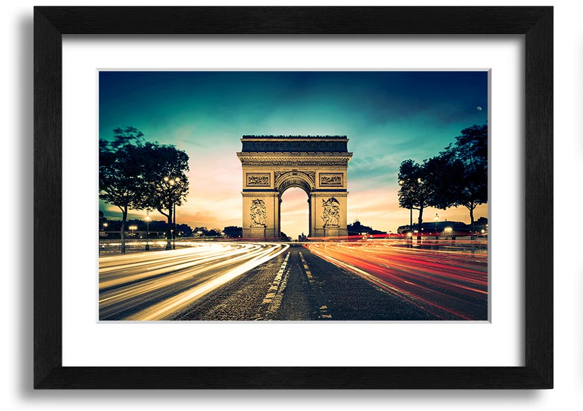 Arc De Triomphe 9 framed print showcasing the iconic Paris landmark in a stylish frame, ready to hang.