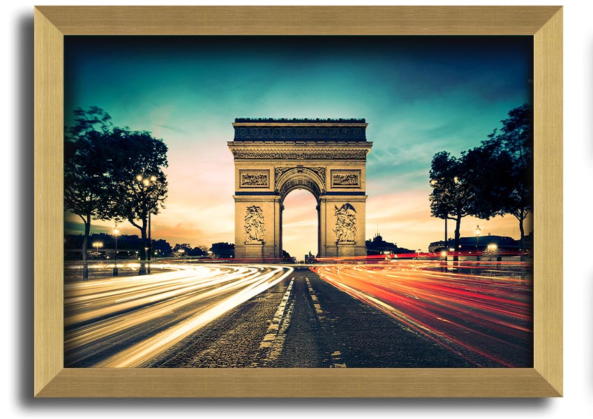 Arc De Triomphe 9 framed print showcasing the iconic Paris landmark in a stylish frame, ready to hang.