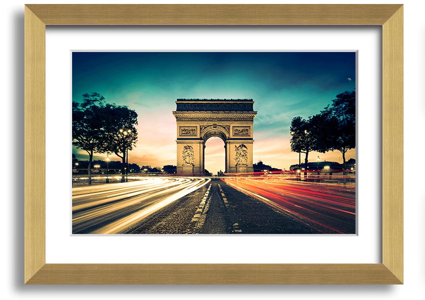 Arc De Triomphe 9 framed print showcasing the iconic Paris landmark in a stylish frame, ready to hang.