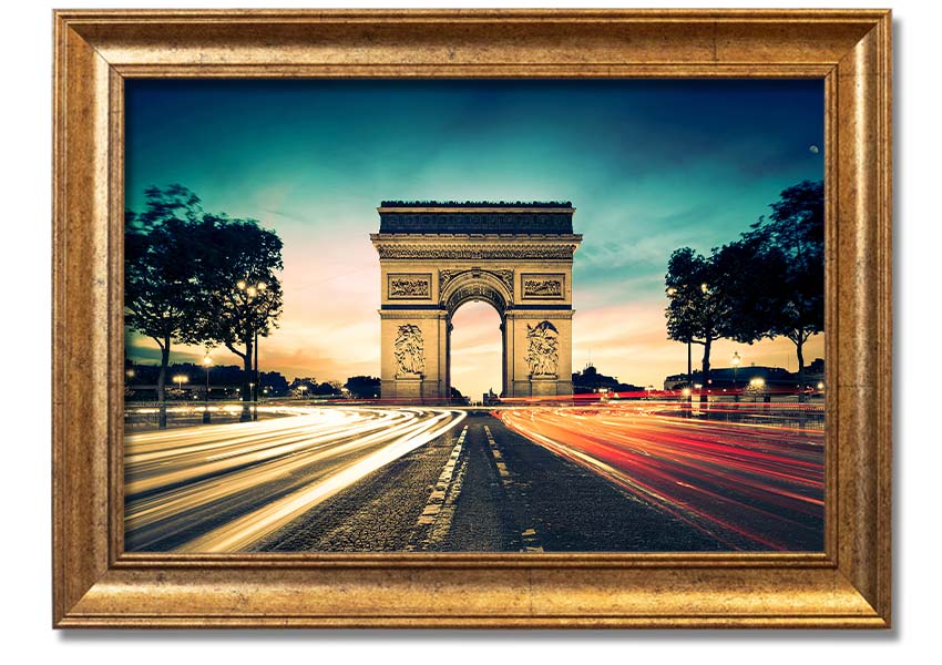 Arc De Triomphe 9 framed print showcasing the iconic Paris landmark in a stylish frame, ready to hang.