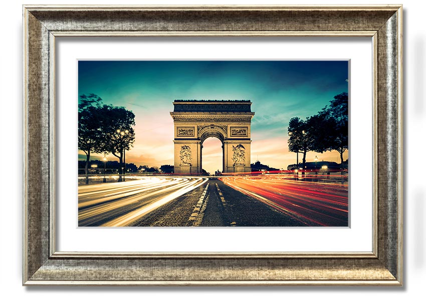 Arc De Triomphe 9 framed print showcasing the iconic Paris landmark in a stylish frame, ready to hang.