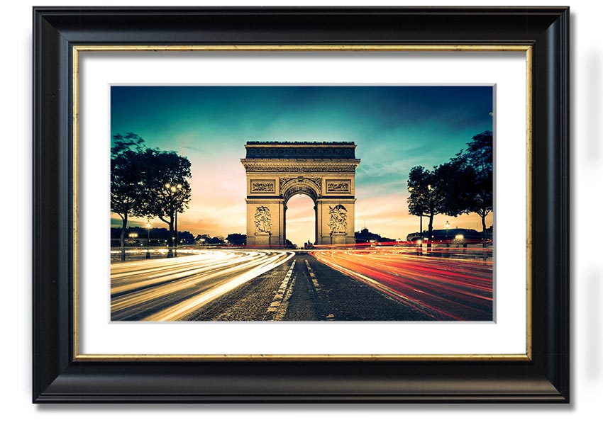 Arc De Triomphe 9 framed print showcasing the iconic Paris landmark in a stylish frame, ready to hang.