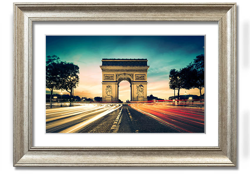 Arc De Triomphe 9 framed print showcasing the iconic Paris landmark in a stylish frame, ready to hang.