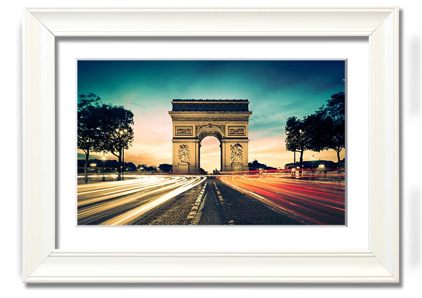 Arc De Triomphe 9 framed print showcasing the iconic Paris landmark in a stylish frame, ready to hang.