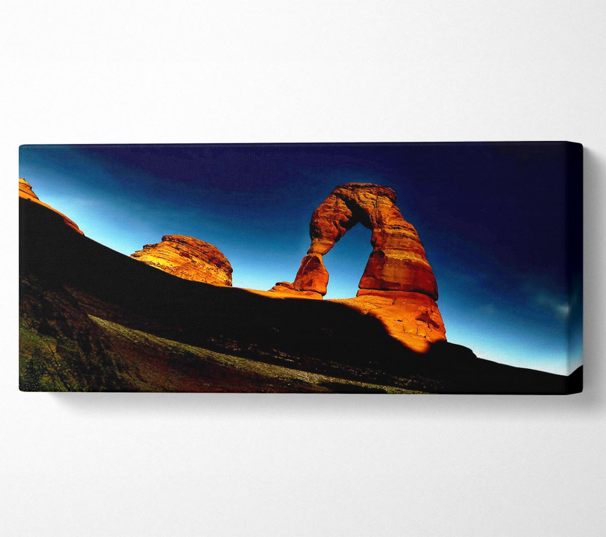 Arch Rock Night canvas art mounted on a 44mm box frame, showcasing a beautiful night scene.