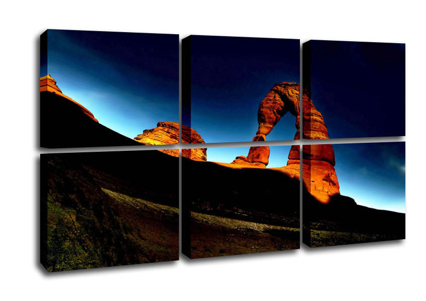 Arch Rock Night canvas art mounted on a 44mm box frame, showcasing vibrant colors and intricate details.