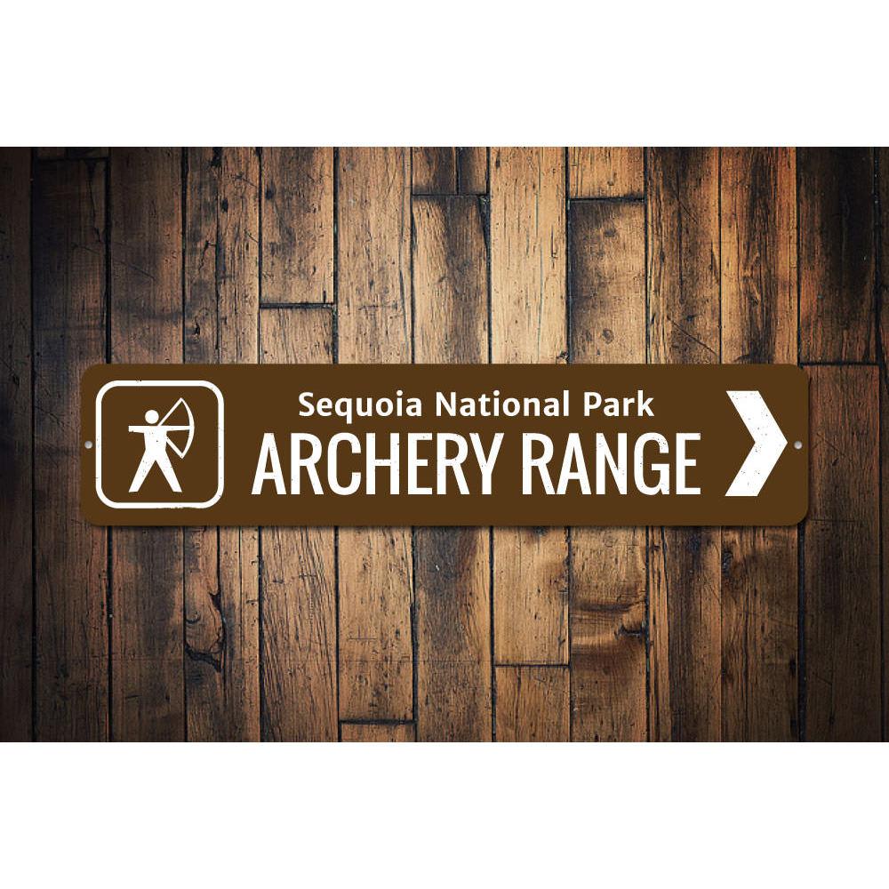 Customizable Archery Range Sign made from high-quality aluminum, featuring pre-drilled holes for easy mounting.