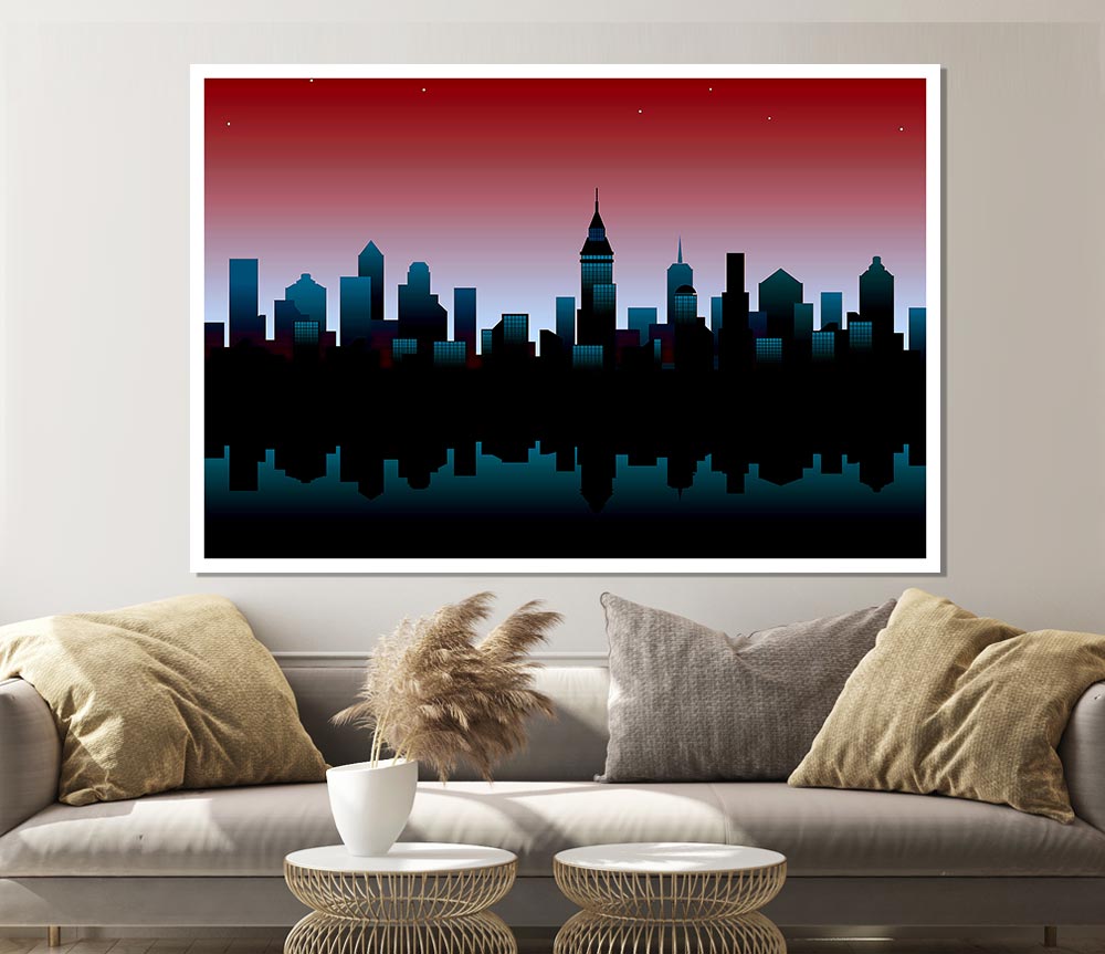 Architects New City Reflections poster on high-quality canvas showcasing a vibrant urban landscape.
