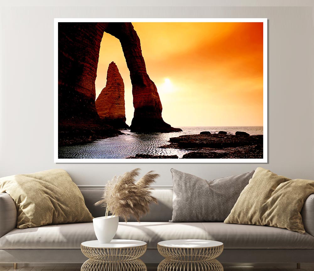 A high-quality canvas poster featuring stunning ocean architecture, showcasing vibrant colors and intricate details.