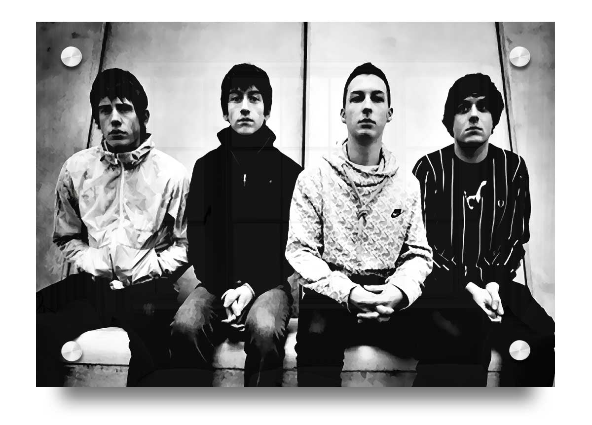 A vibrant Arctic Monkeys acrylic print, showcasing the band's iconic imagery on 5mm thick acrylic glass, ready to hang.